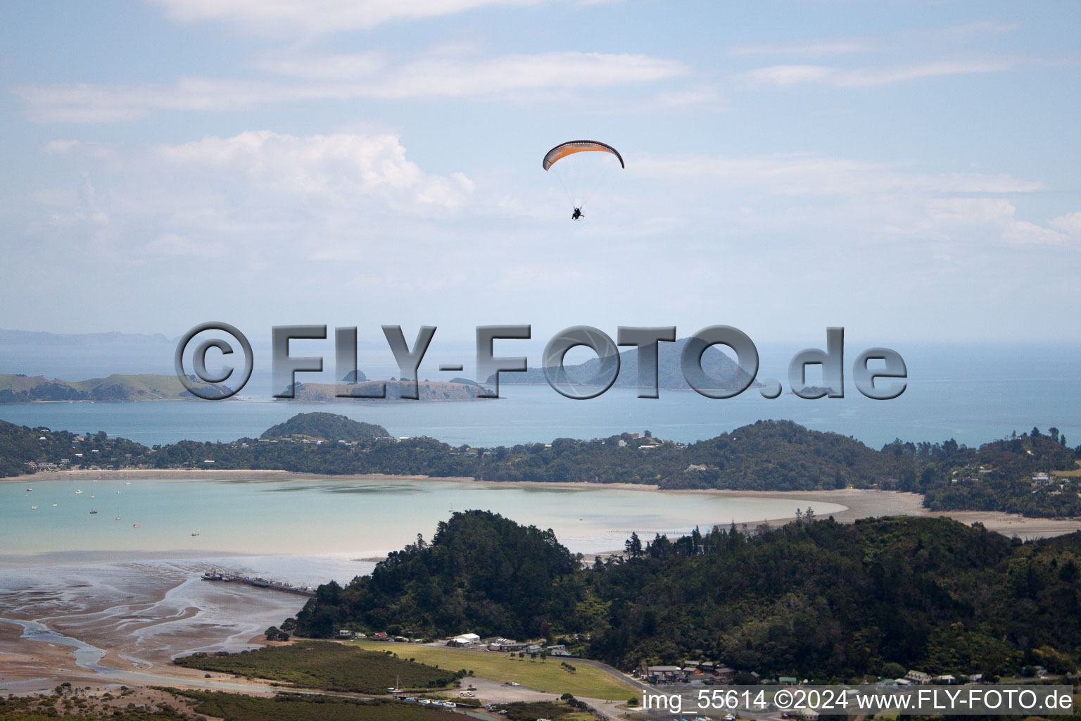 Aerial view of District Wyuna Bay in Coromandel in the state Waikato, New Zealand