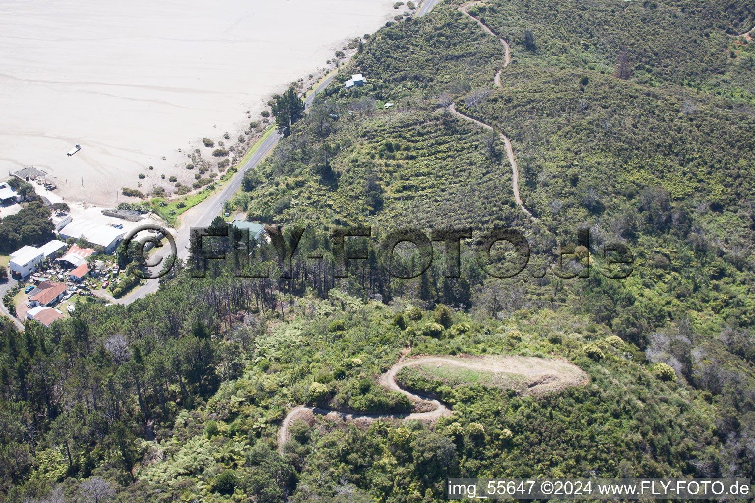 Aerial photograpy of District Wyuna Bay in Coromandel in the state Waikato, New Zealand