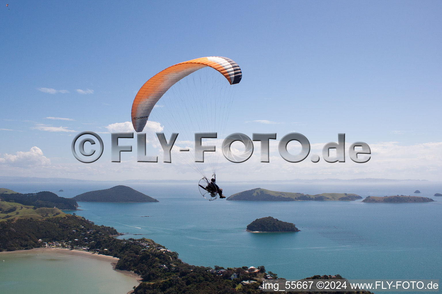 District Wyuna Bay in Coromandel in the state Waikato, New Zealand seen from above