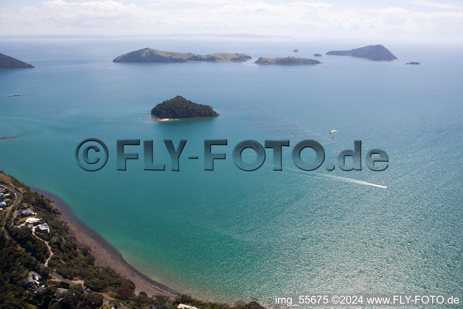 District Wyuna Bay in Coromandel in the state Waikato, New Zealand from the plane