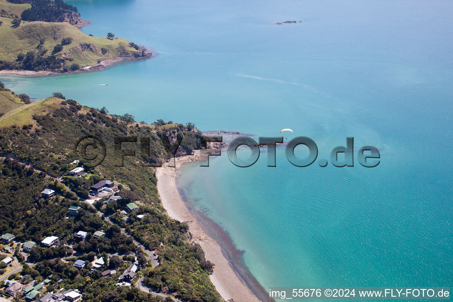 Bird's eye view of District Wyuna Bay in Coromandel in the state Waikato, New Zealand