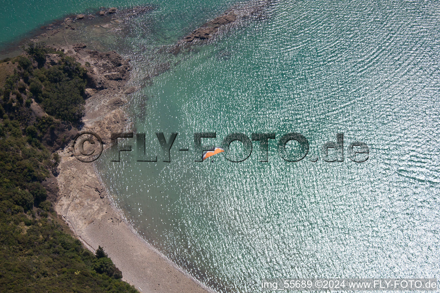 District Wyuna Bay in Coromandel in the state Waikato, New Zealand from a drone