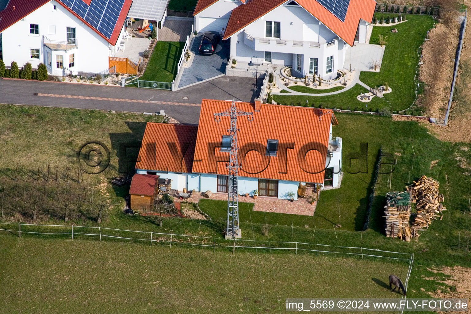 Aerial view of Hergersweiler in the state Rhineland-Palatinate, Germany