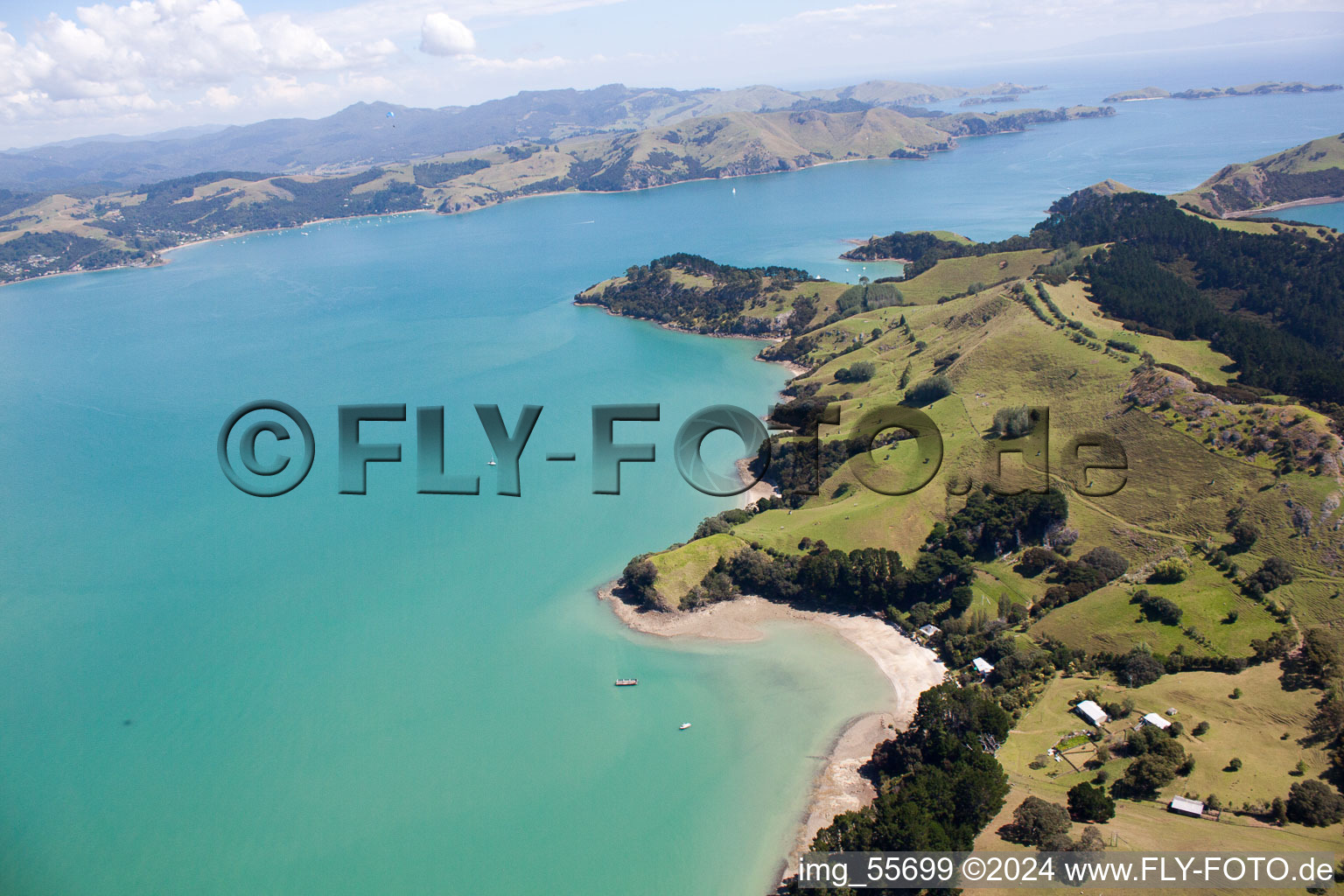 Oblique view of Whanganui Island in the state Waikato, New Zealand