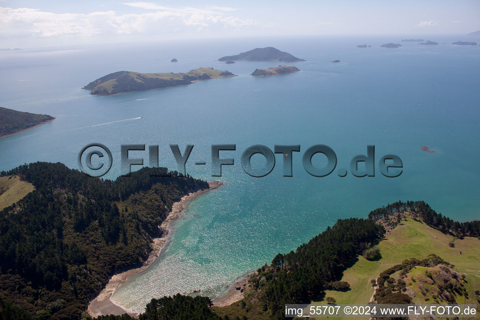 Whanganui Island in the state Waikato, New Zealand viewn from the air