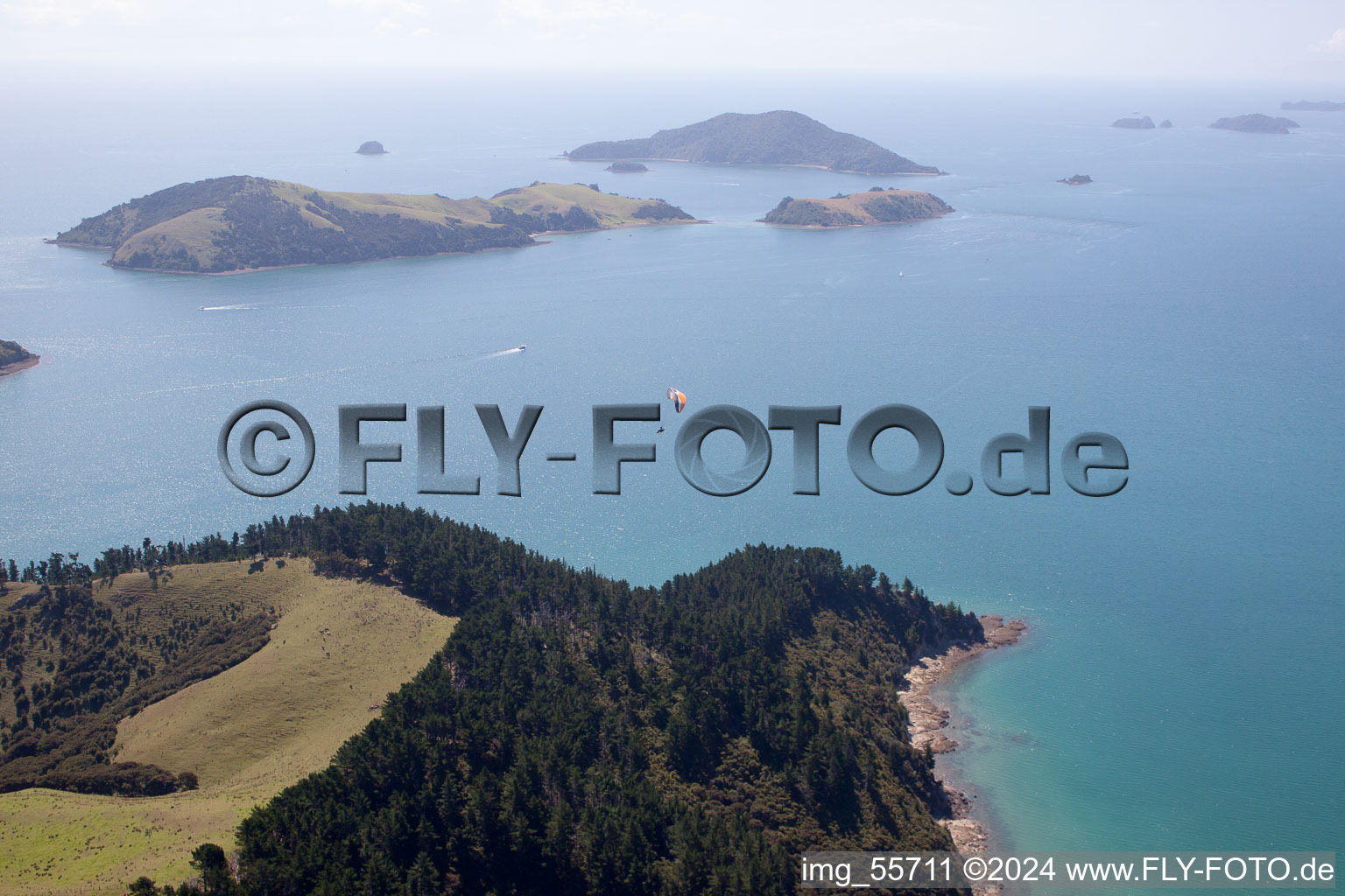 Whanganui Island in the state Waikato, New Zealand from the drone perspective