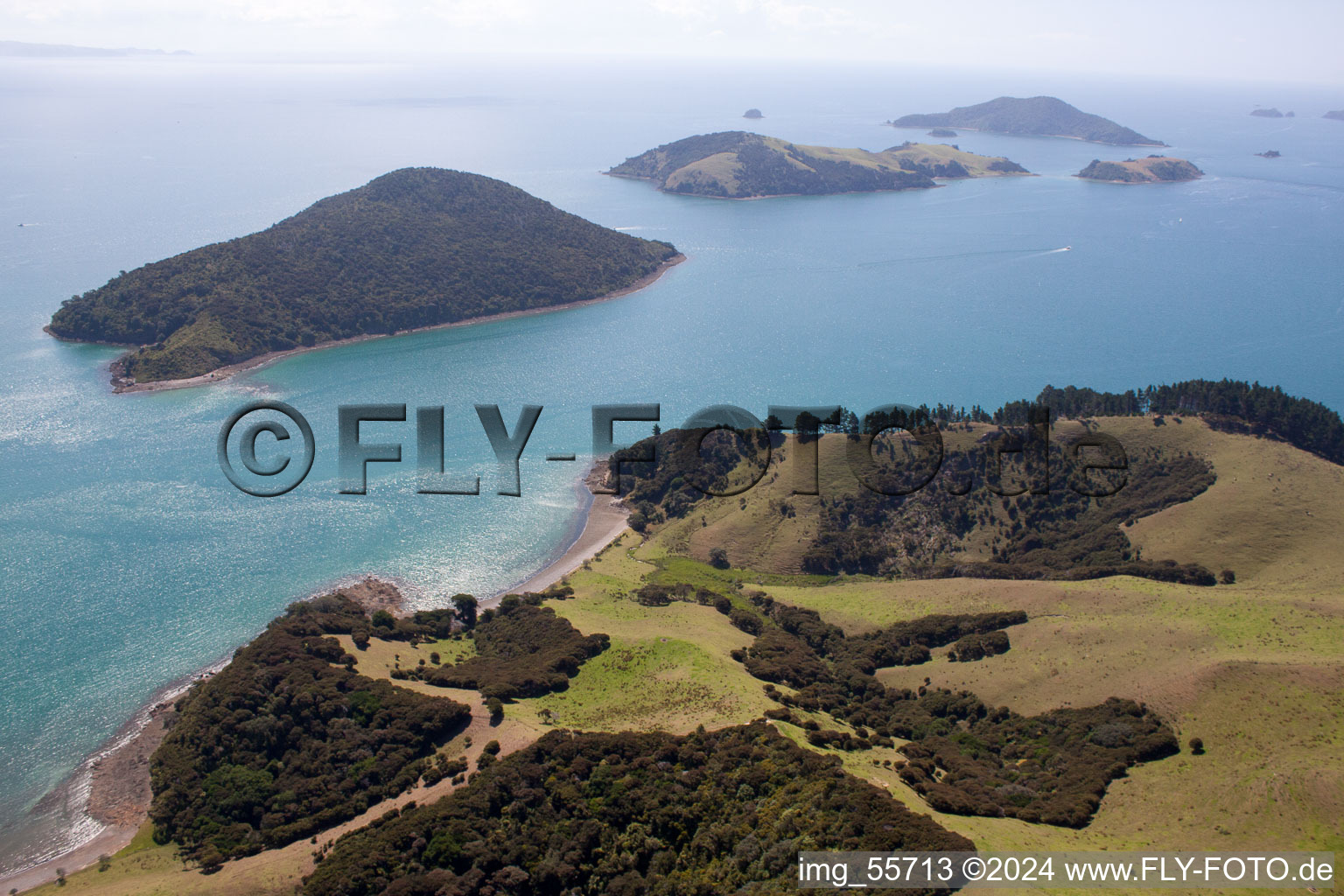 Whanganui Island in the state Waikato, New Zealand from a drone