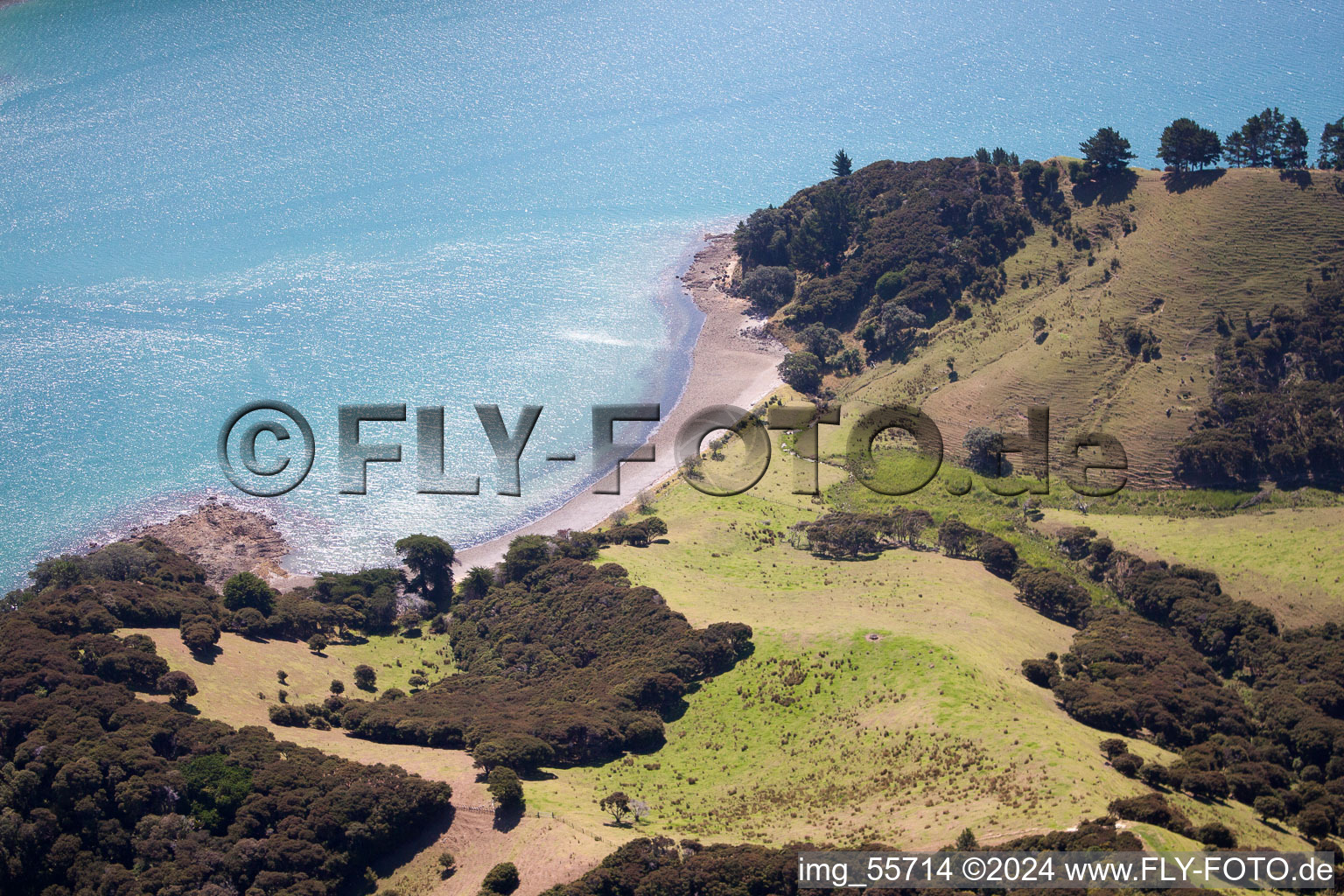 Whanganui Island in the state Waikato, New Zealand seen from a drone