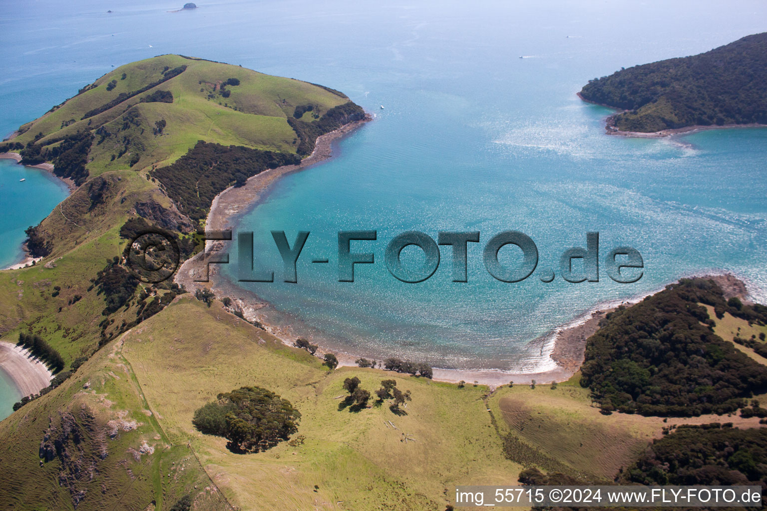 Aerial view of Whanganui Island in the state Waikato, New Zealand