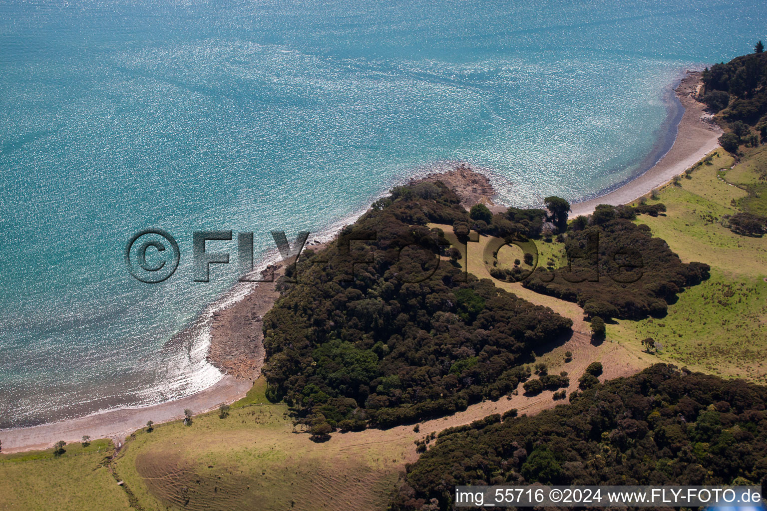 Aerial photograpy of Whanganui Island in the state Waikato, New Zealand