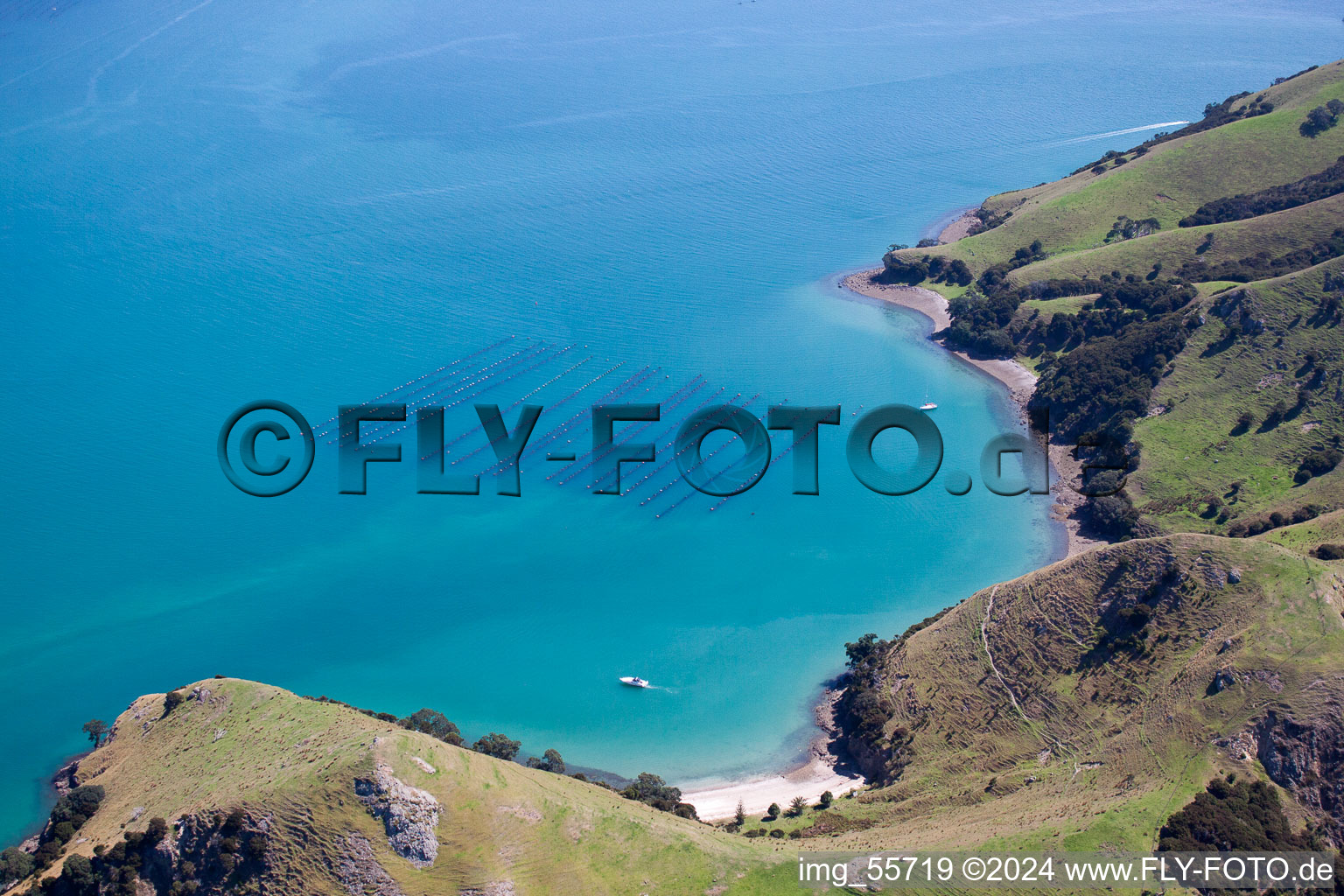 Whanganui Island in the state Waikato, New Zealand out of the air