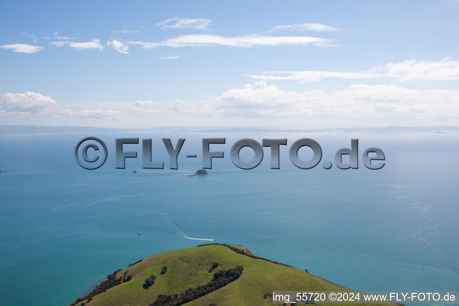 Whanganui Island in the state Waikato, New Zealand seen from above