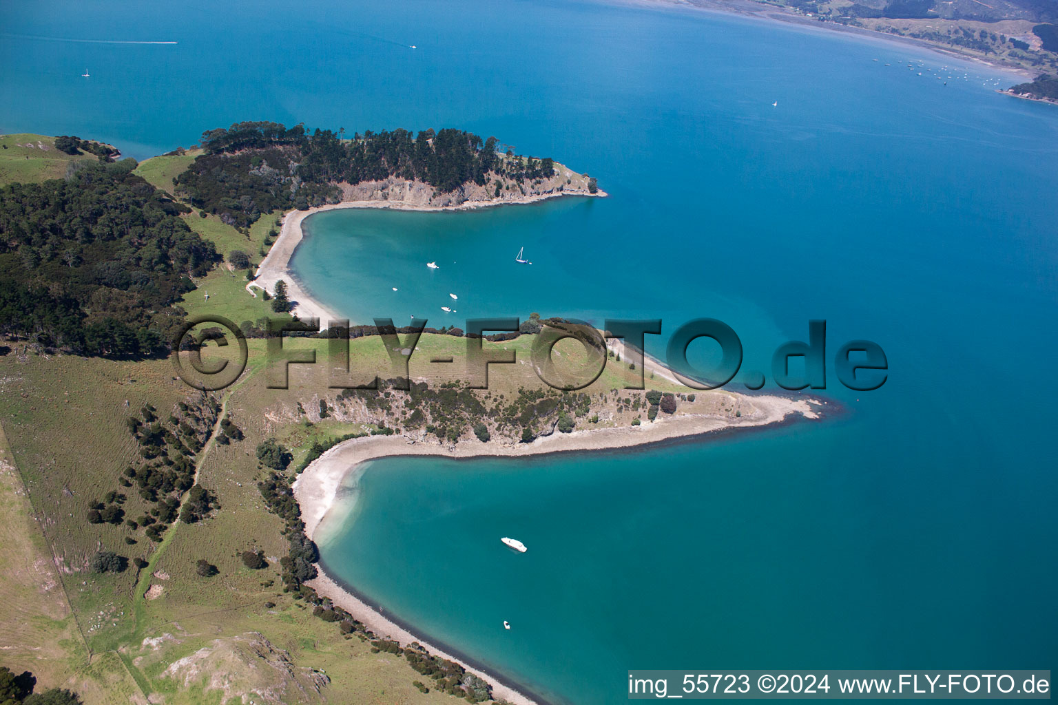 Whanganui Island in the state Waikato, New Zealand viewn from the air