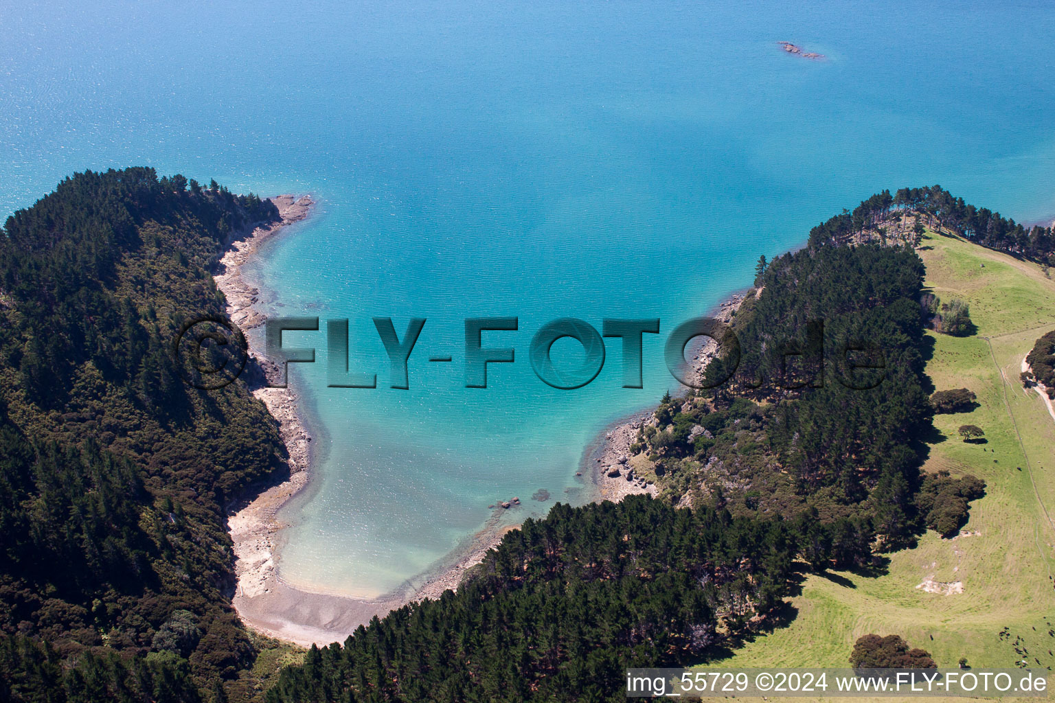 Whanganui Island in the state Waikato, New Zealand from the drone perspective