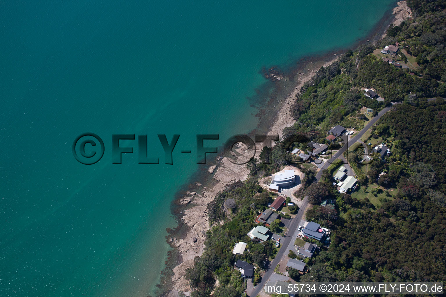 Aerial view of District Wyuna Bay in Coromandel in the state Waikato, New Zealand