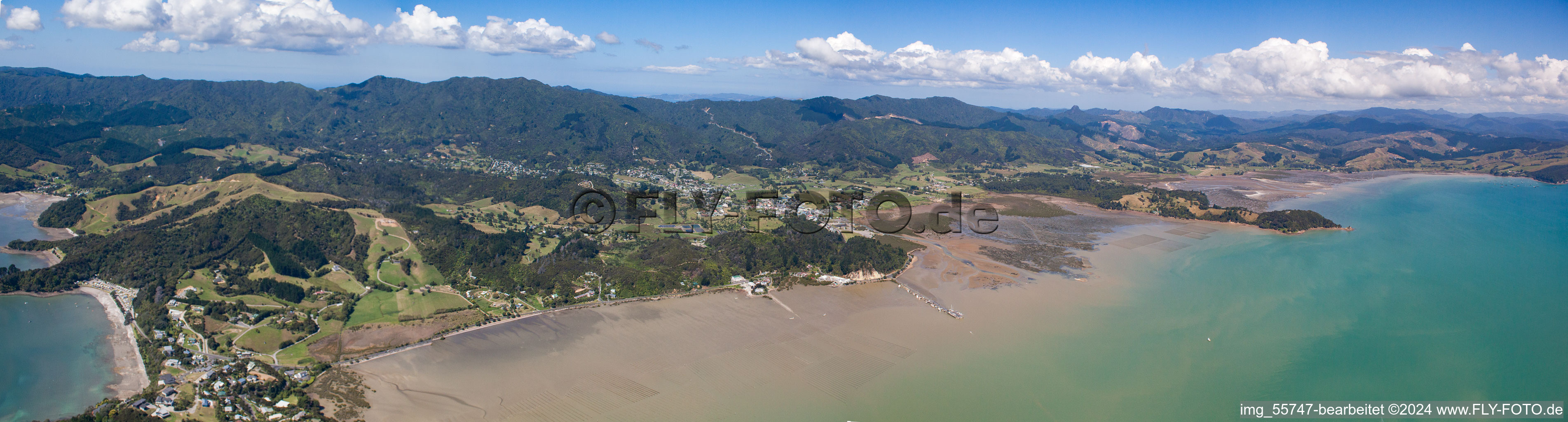 Aerial view of Panorama in Coromandel in the state Waikato, New Zealand