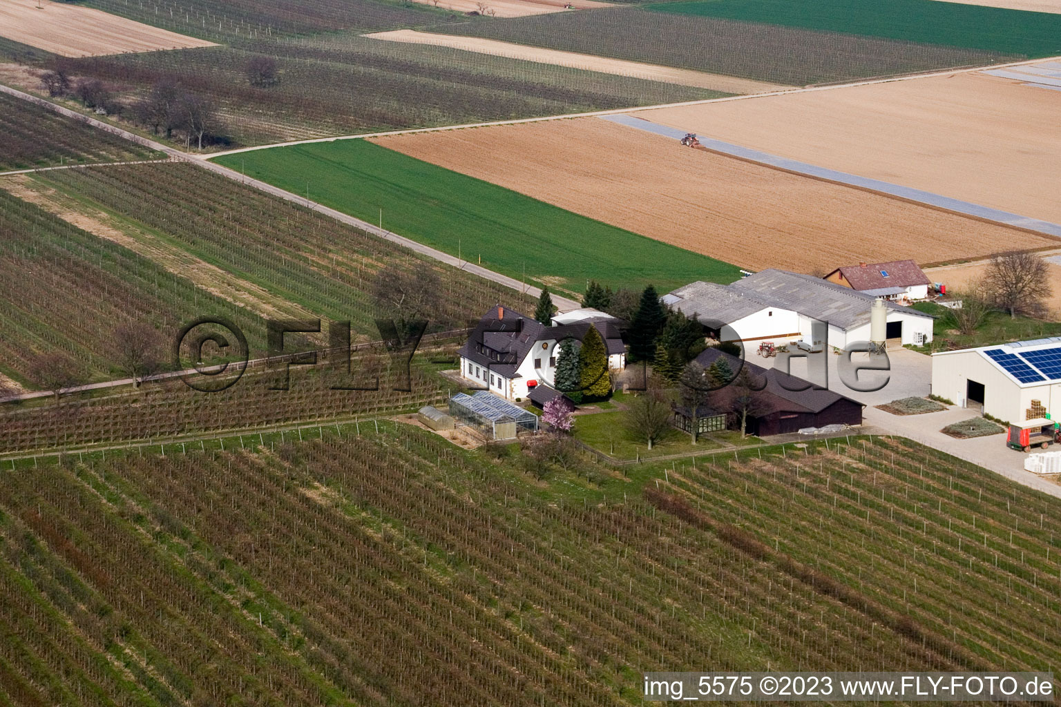 Farmer's garden in Winden in the state Rhineland-Palatinate, Germany from the plane
