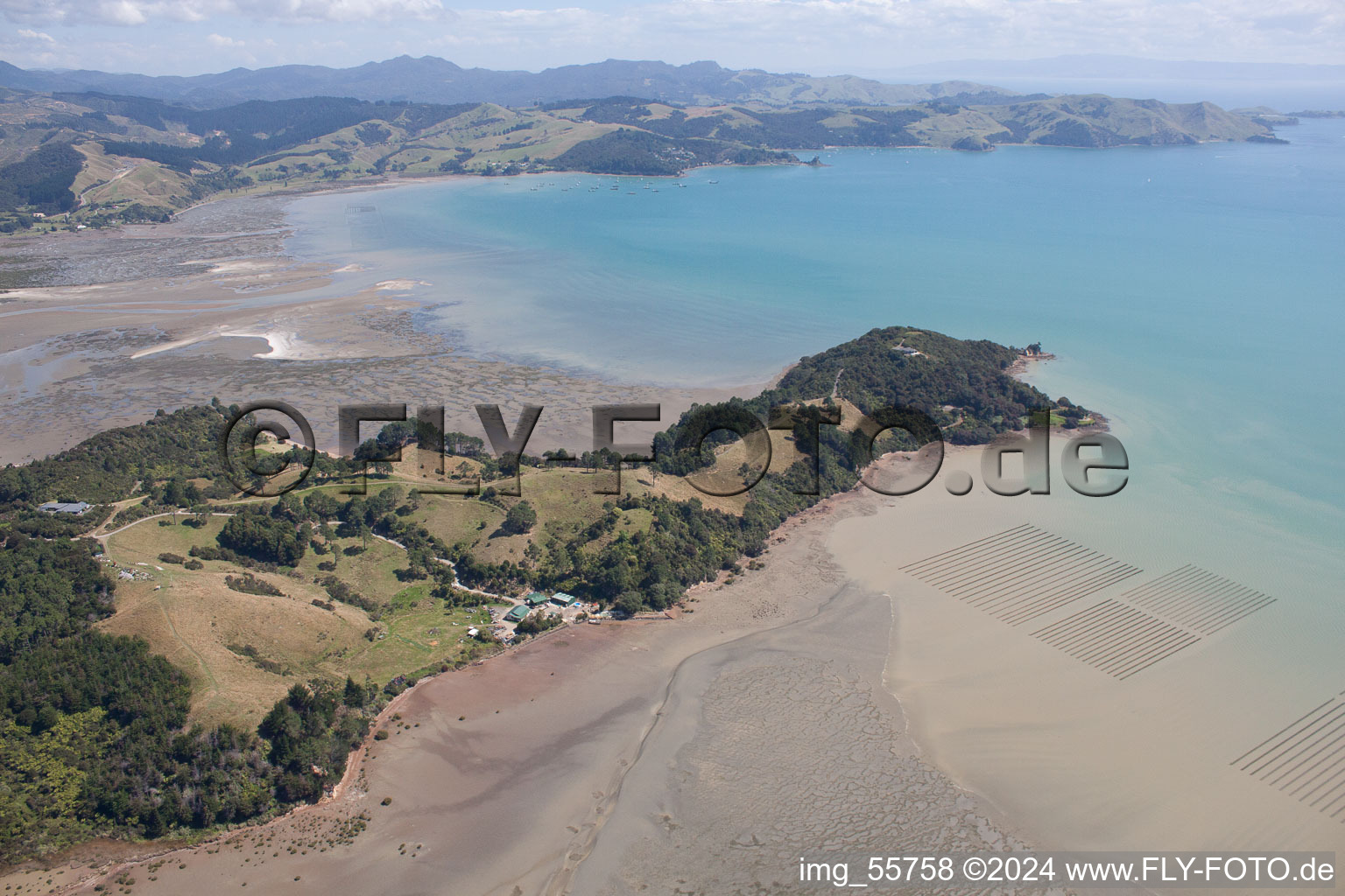 District Preece Point in Coromandel in the state Waikato, New Zealand seen from above