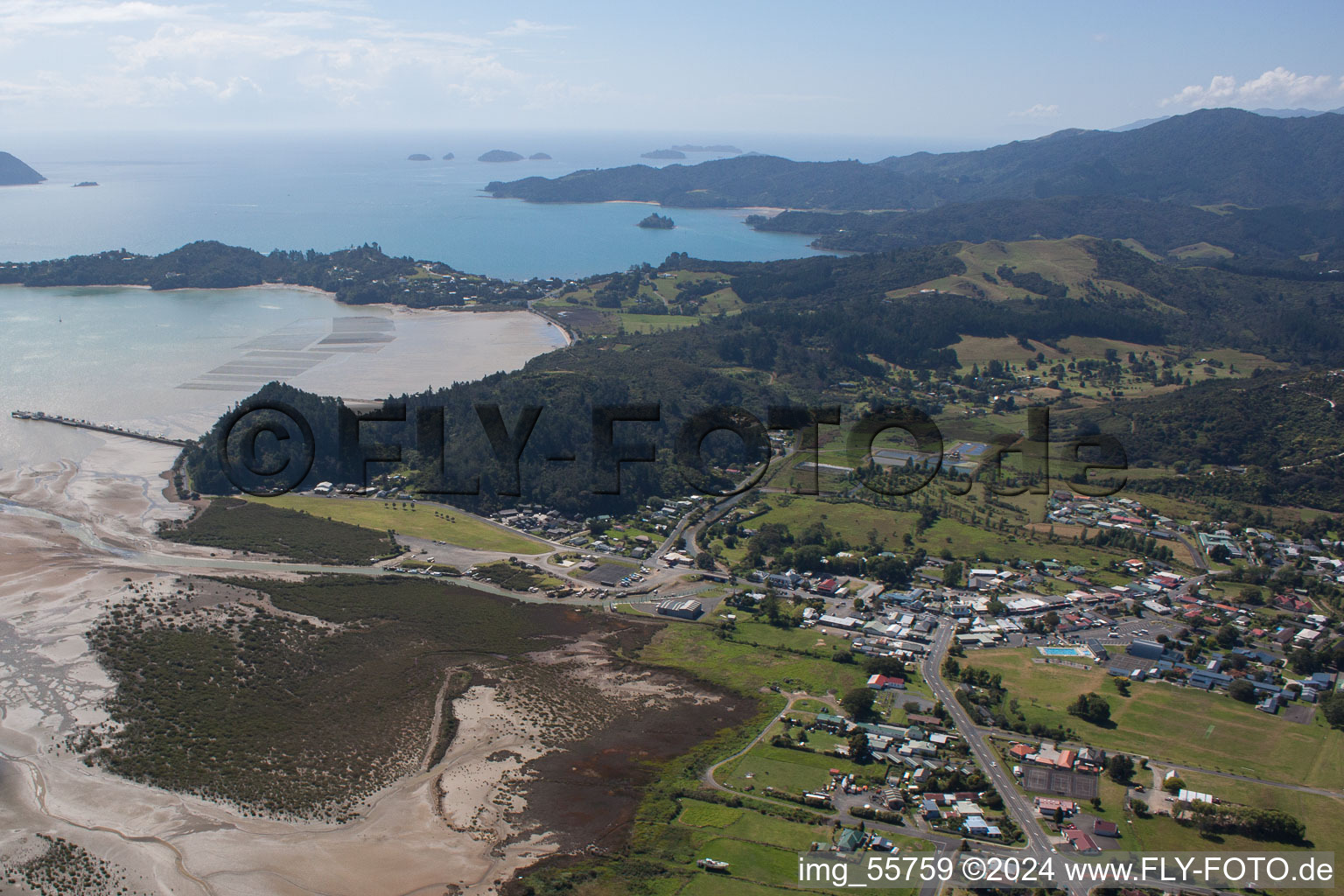 Aerial photograpy of Coromandel in the state Waikato, New Zealand