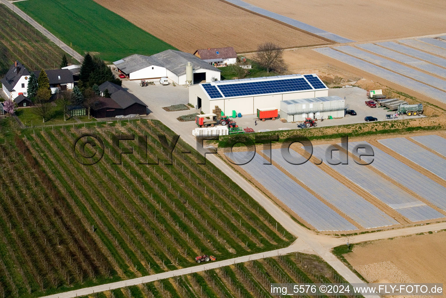 Bird's eye view of Farmer's Garden in Winden in the state Rhineland-Palatinate, Germany