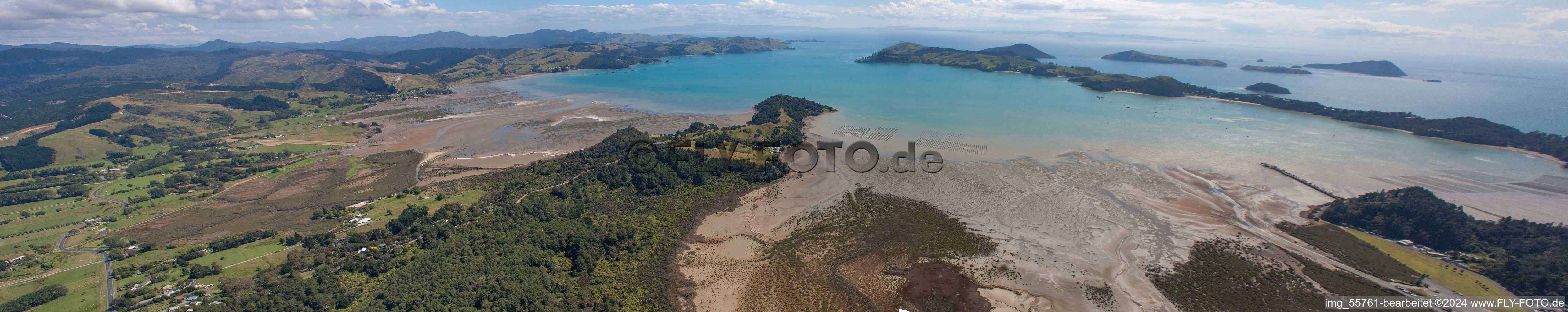 Aerial photograpy of Panorama in Coromandel in the state Waikato, New Zealand