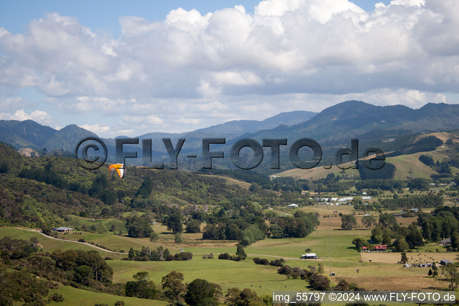 Coromandel in the state Waikato, New Zealand seen from above