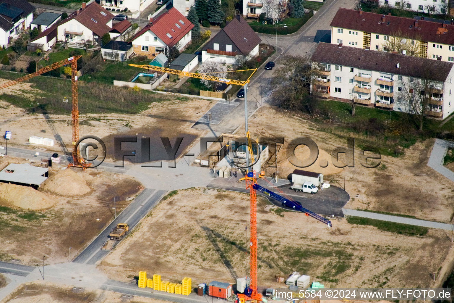 New development area Am Höhenweg in Kandel in the state Rhineland-Palatinate, Germany out of the air