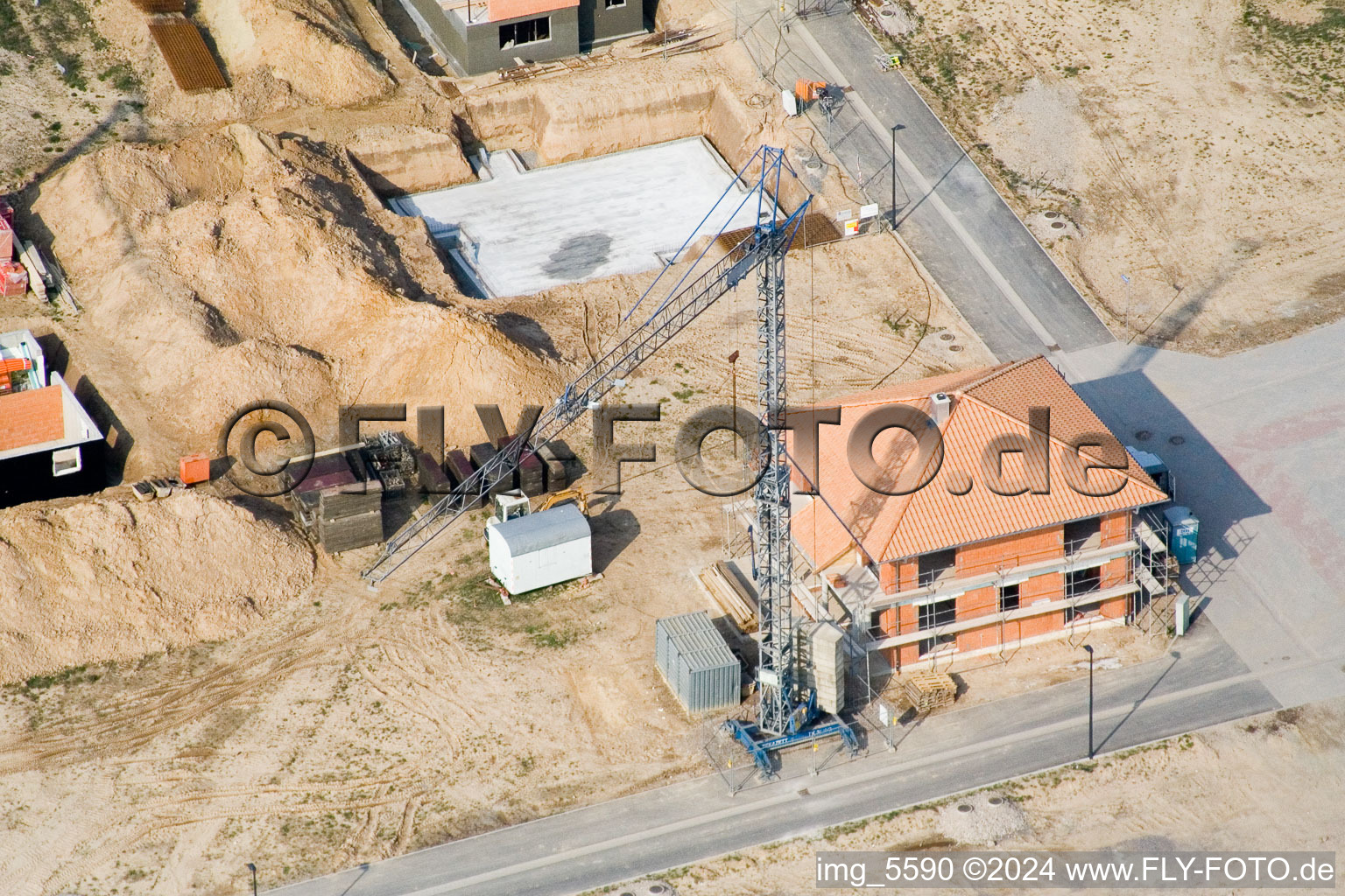 Drone image of New development area Am Höhenweg in Kandel in the state Rhineland-Palatinate, Germany