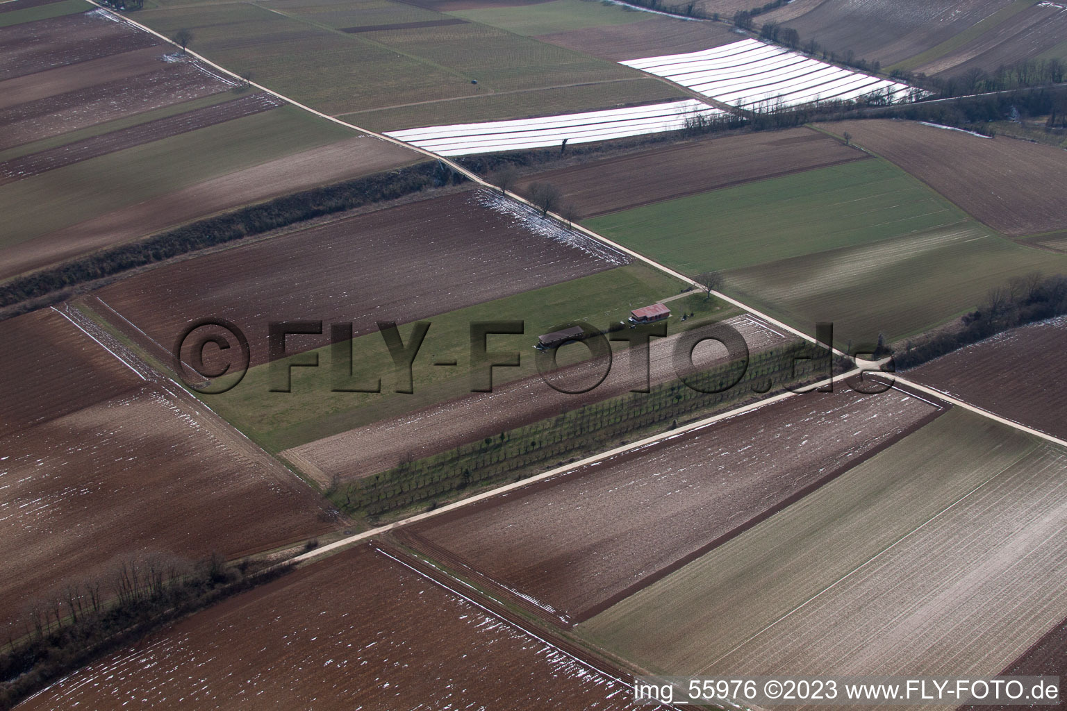 Model airfield in Freckenfeld in the state Rhineland-Palatinate, Germany viewn from the air