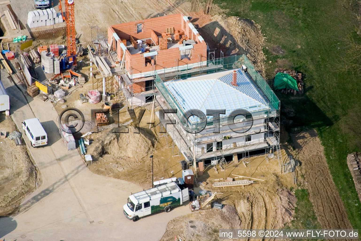 New development area Am Höhenweg in Kandel in the state Rhineland-Palatinate, Germany from above