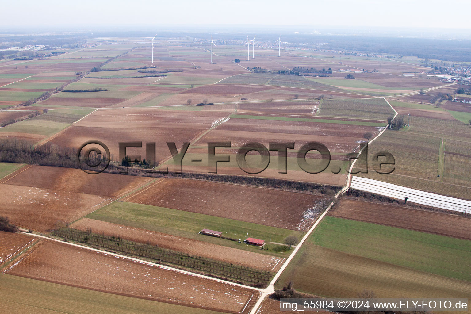 Drone recording of Model airfield in Freckenfeld in the state Rhineland-Palatinate, Germany