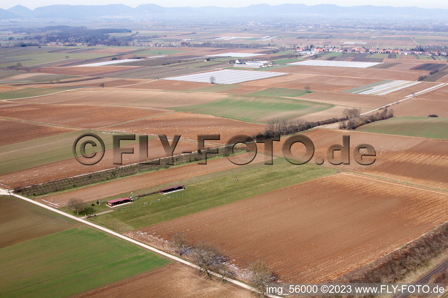 Model airfield in Freckenfeld in the state Rhineland-Palatinate, Germany from the drone perspective