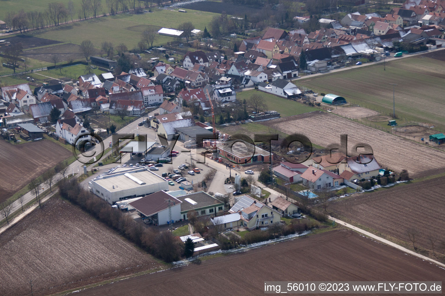 Aerial view of Industrial Estate in Freckenfeld in the state Rhineland-Palatinate, Germany