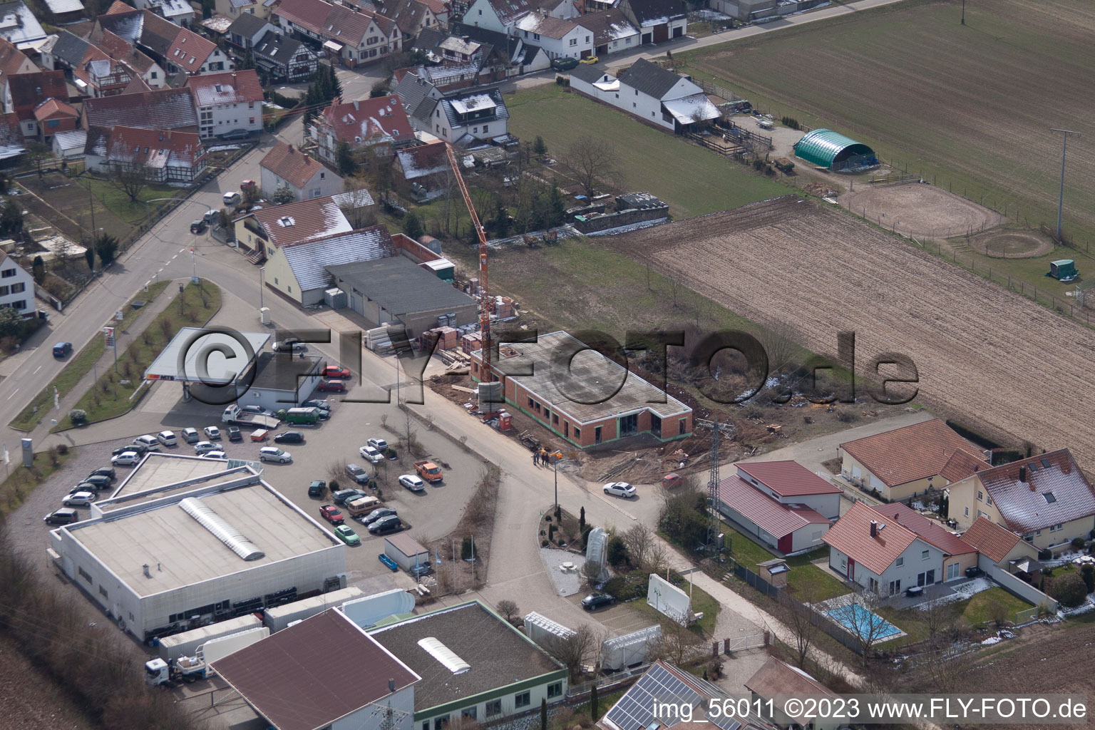 Aerial photograpy of Industrial Estate in Freckenfeld in the state Rhineland-Palatinate, Germany