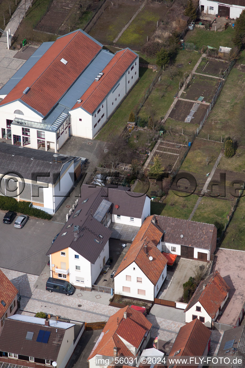 Schulstr in Minfeld in the state Rhineland-Palatinate, Germany out of the air