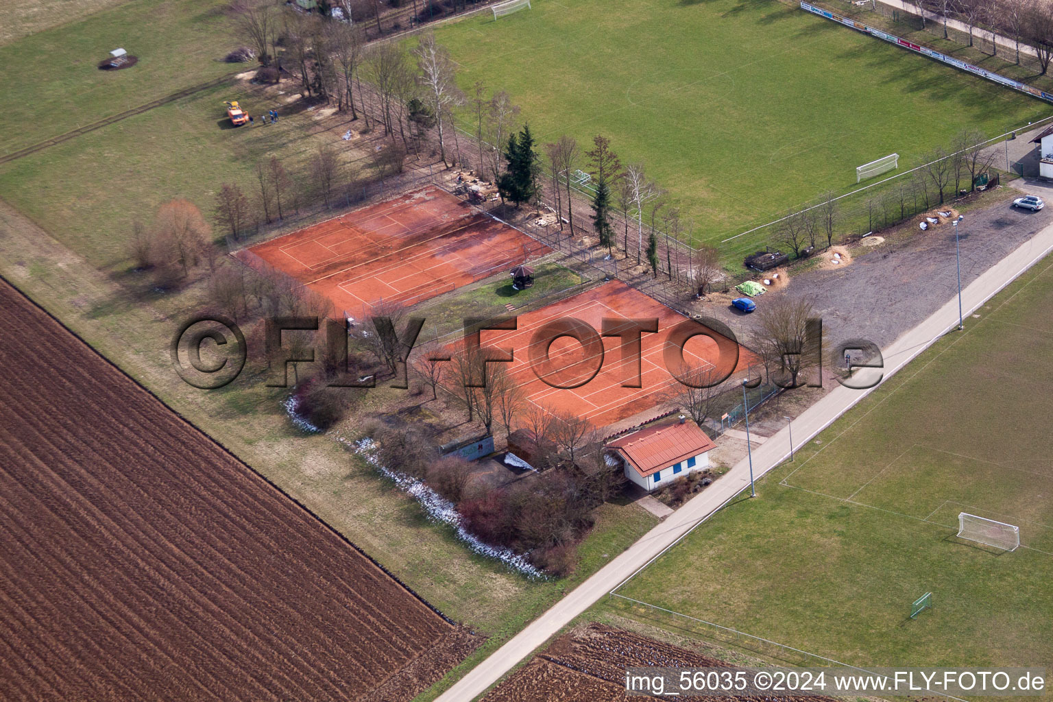 Drone recording of Minfeld in the state Rhineland-Palatinate, Germany