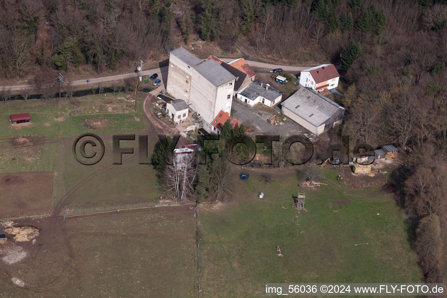 Hardtmühle in Kandel in the state Rhineland-Palatinate, Germany from above