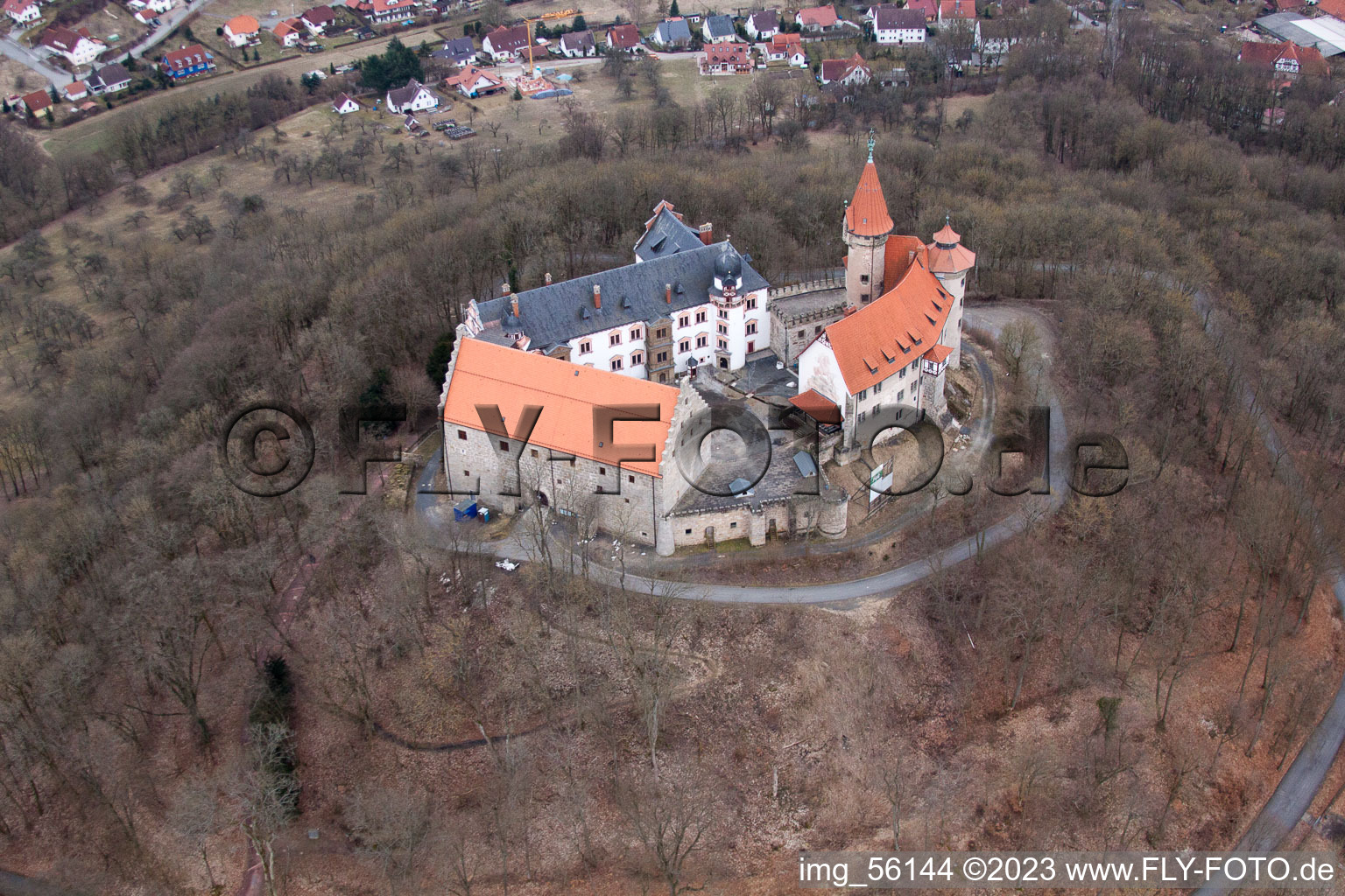 Aerial view of Fortress Heldburg in Bad Colberg-Heldburg in the state Thuringia, Germany