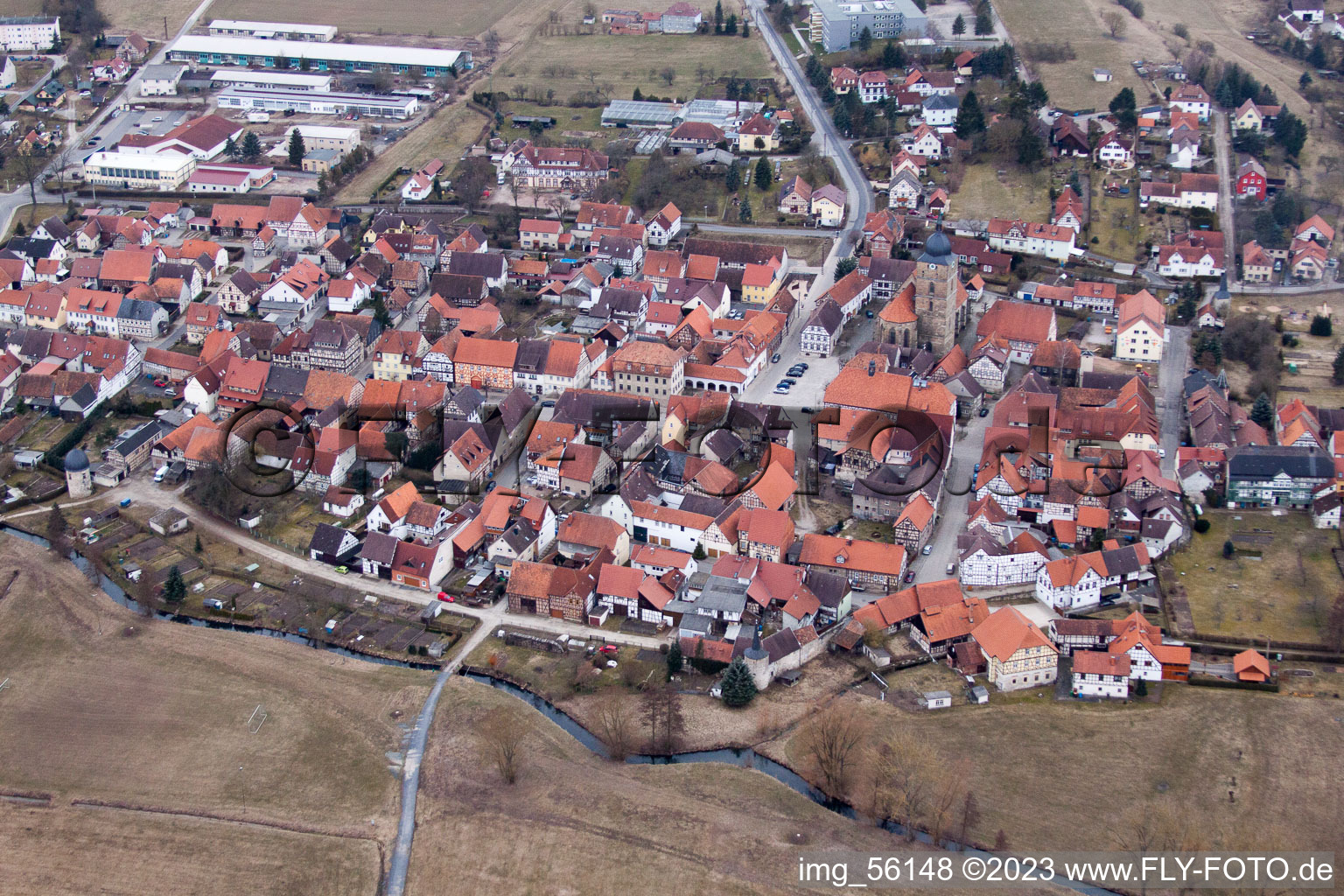 Aerial view of Bad Colberg in Bad Colberg-Heldburg in the state Thuringia, Germany