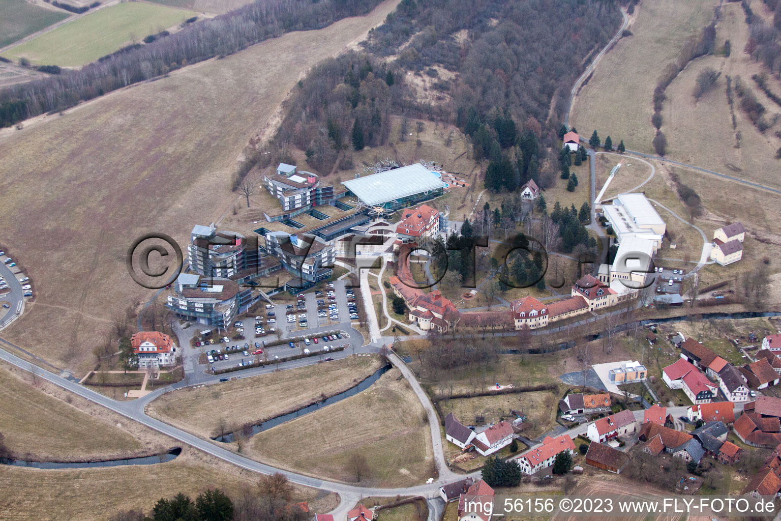 Aerial view of Bad Colberg-Heldburg in the state Thuringia, Germany