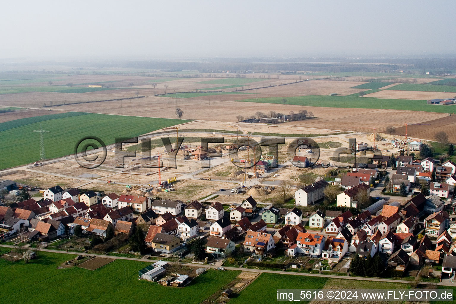 New development area on the Höhenweg in Kandel in the state Rhineland-Palatinate, Germany out of the air