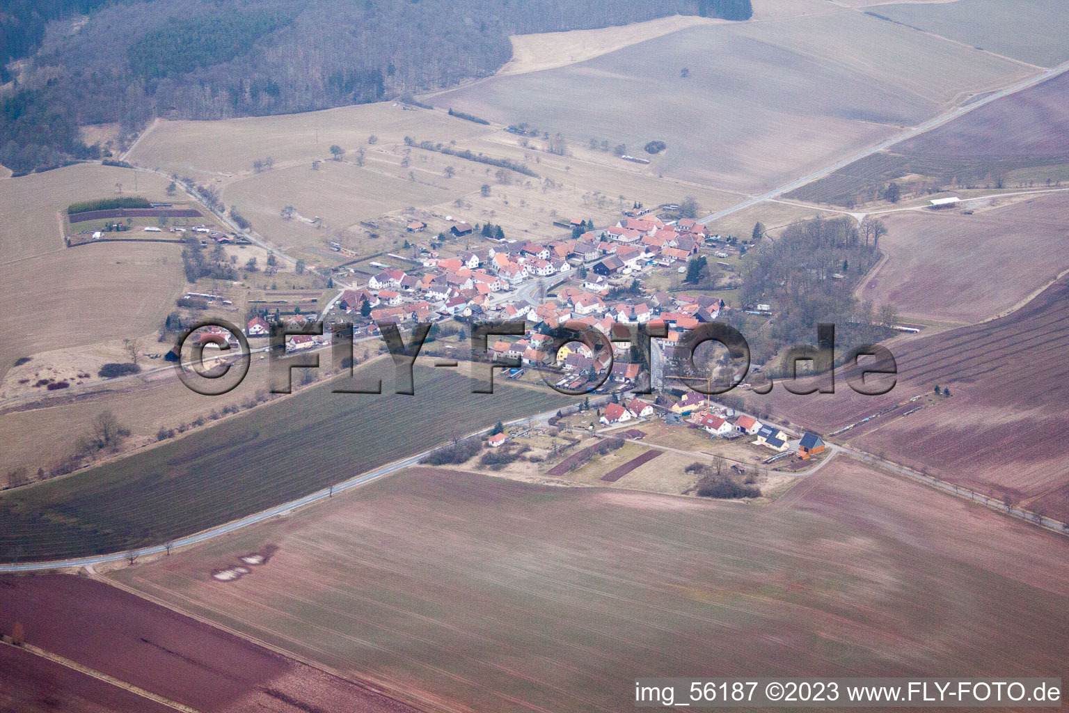 Aerial view of Seidingstadt in the state Thuringia, Germany
