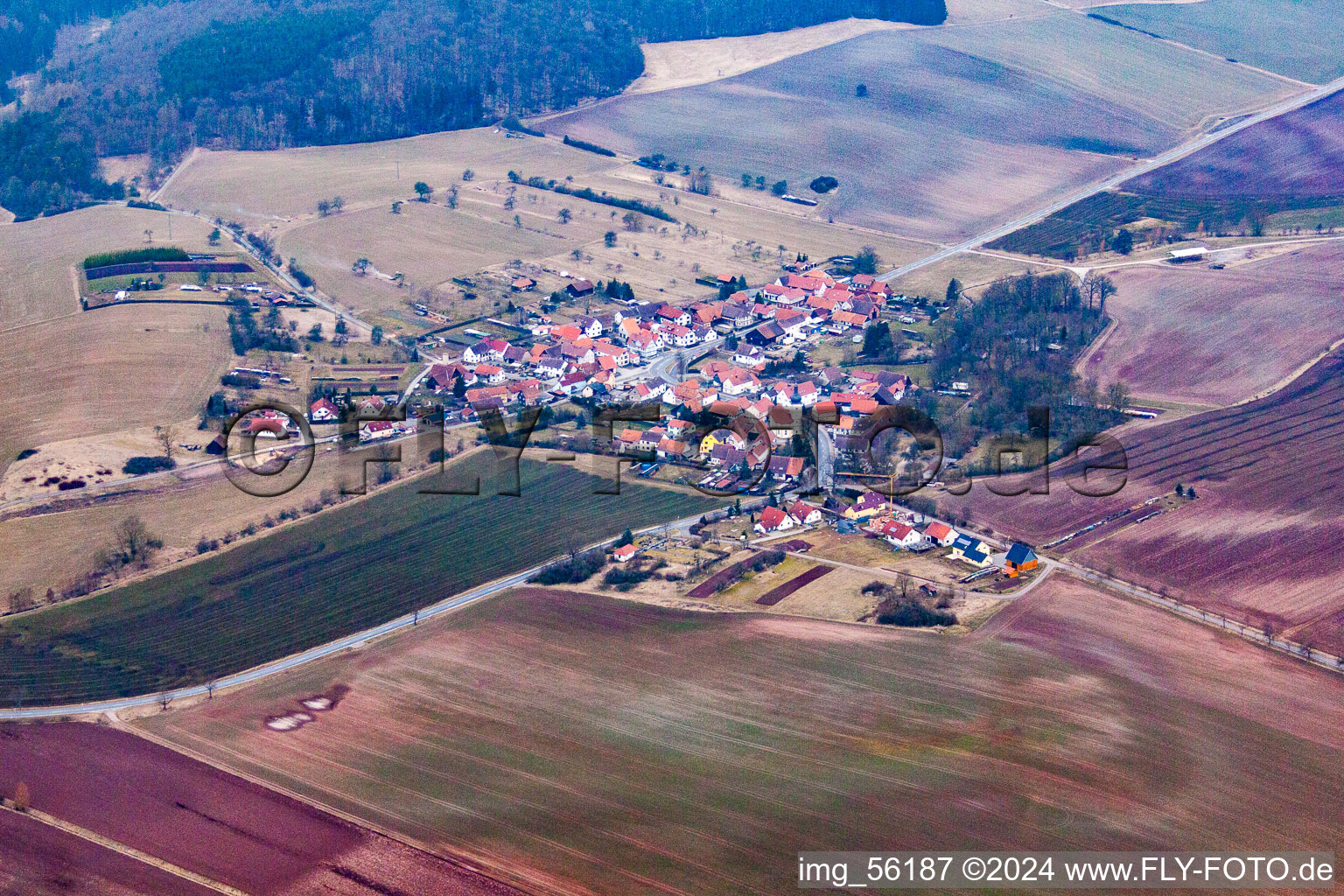 Aerial view of Seidingstadt in the state Thuringia, Germany