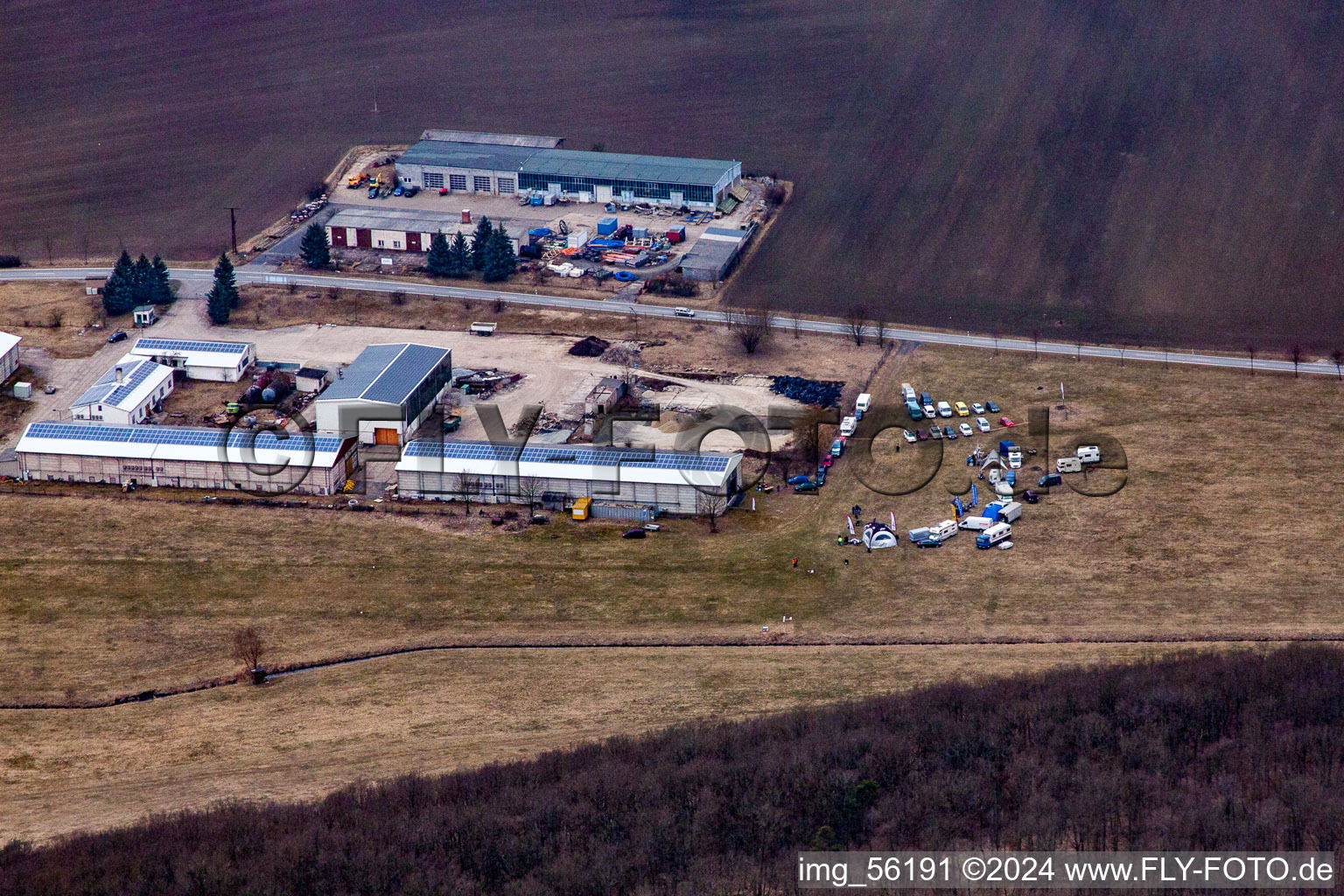 Aerial view of Info from the north in Westhausen in the state Thuringia, Germany