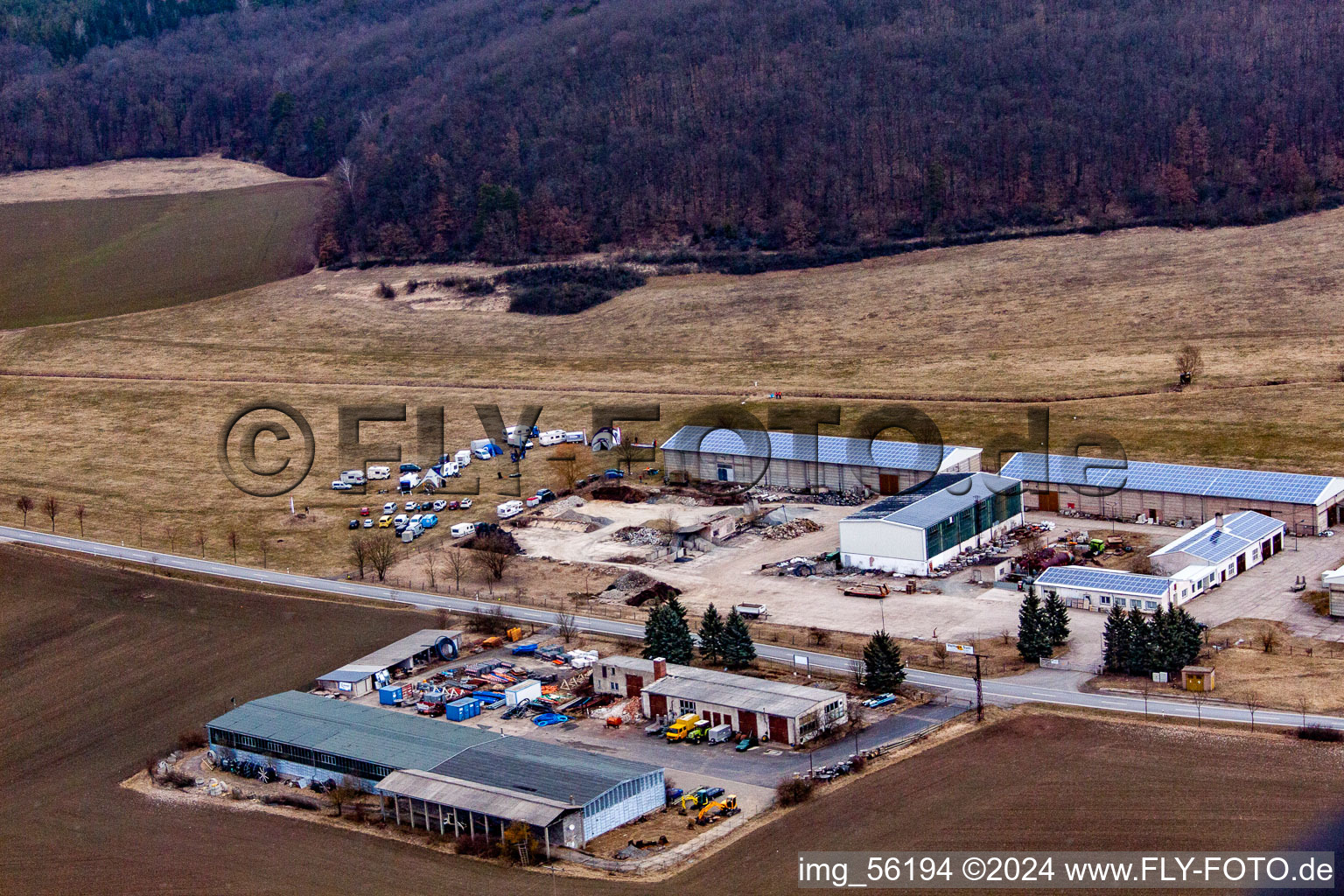 Aerial photograpy of Info from the north in Westhausen in the state Thuringia, Germany