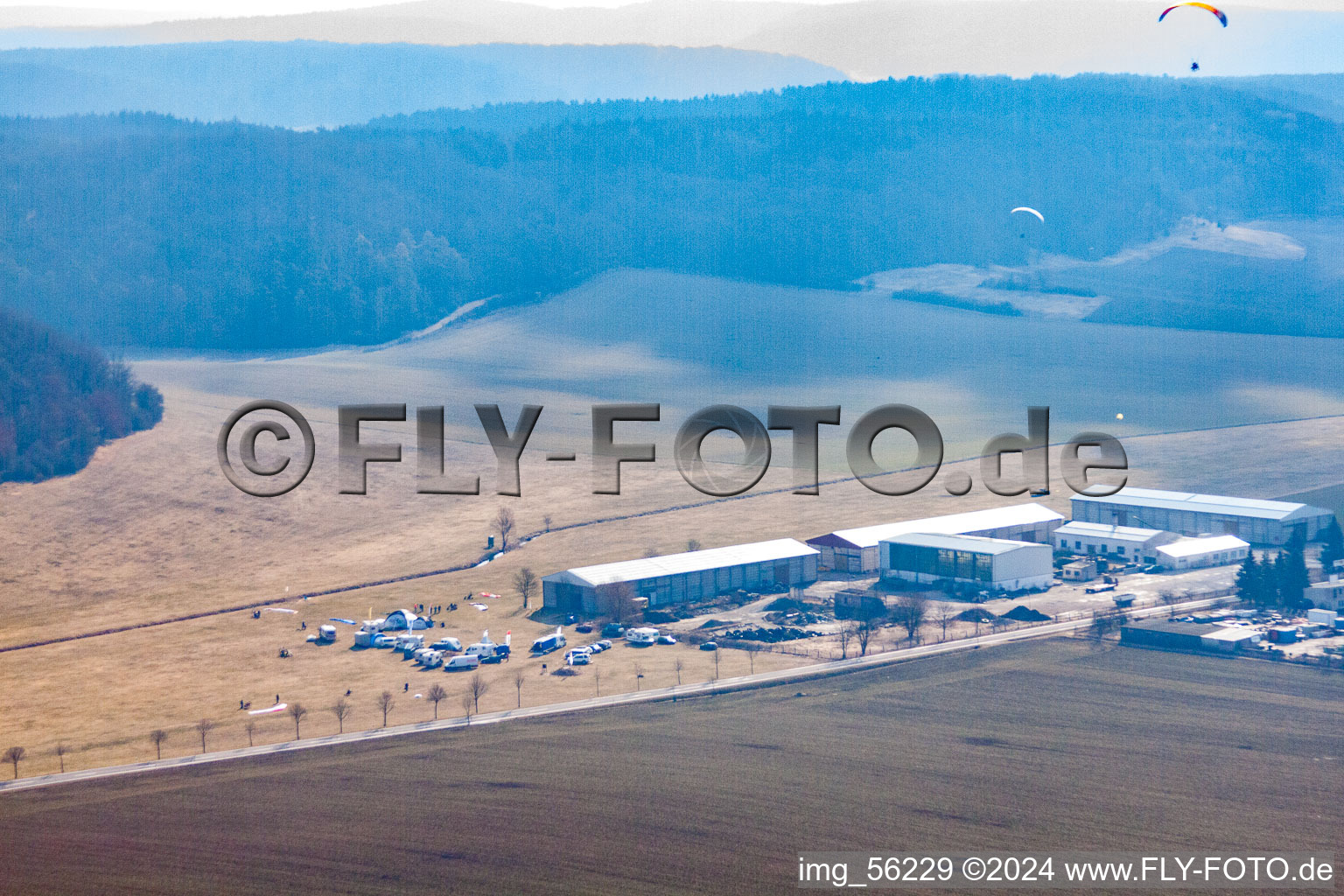 Aerial view of Info in Westhausen in the state Thuringia, Germany