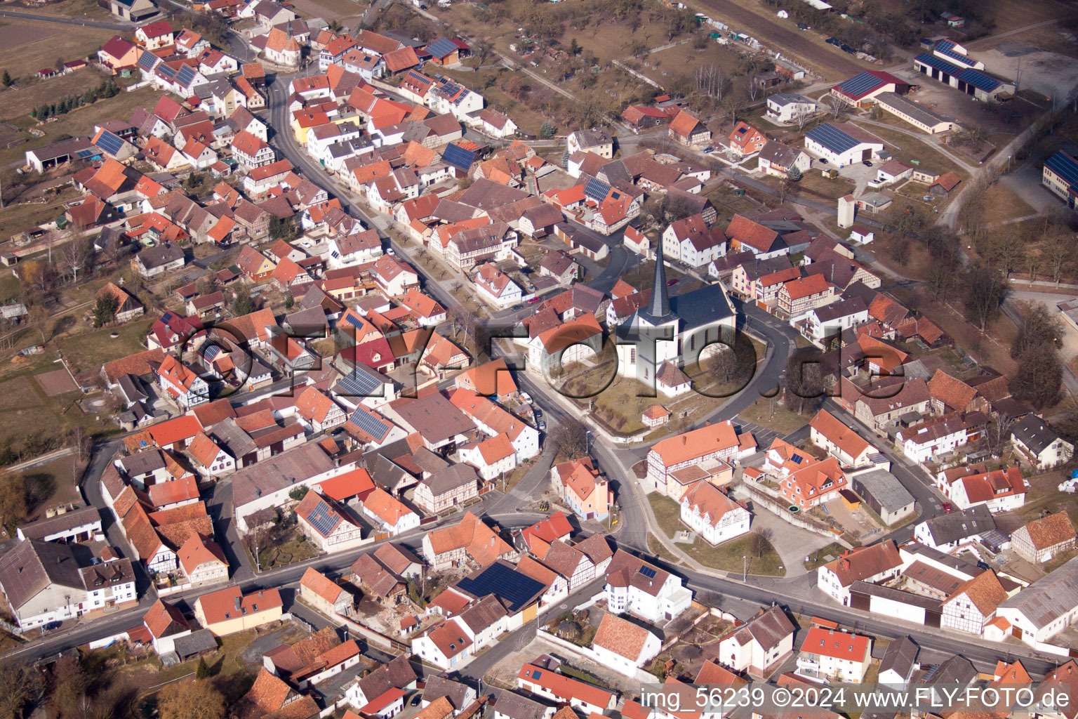 Town View of the streets and houses of the residential areas in the district Alsleben in Trappstadt in the state Bavaria