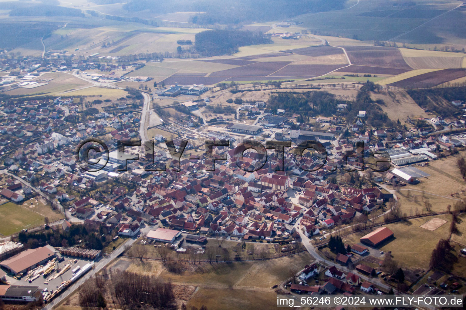 Sulzfeld in the state Bavaria, Germany from above