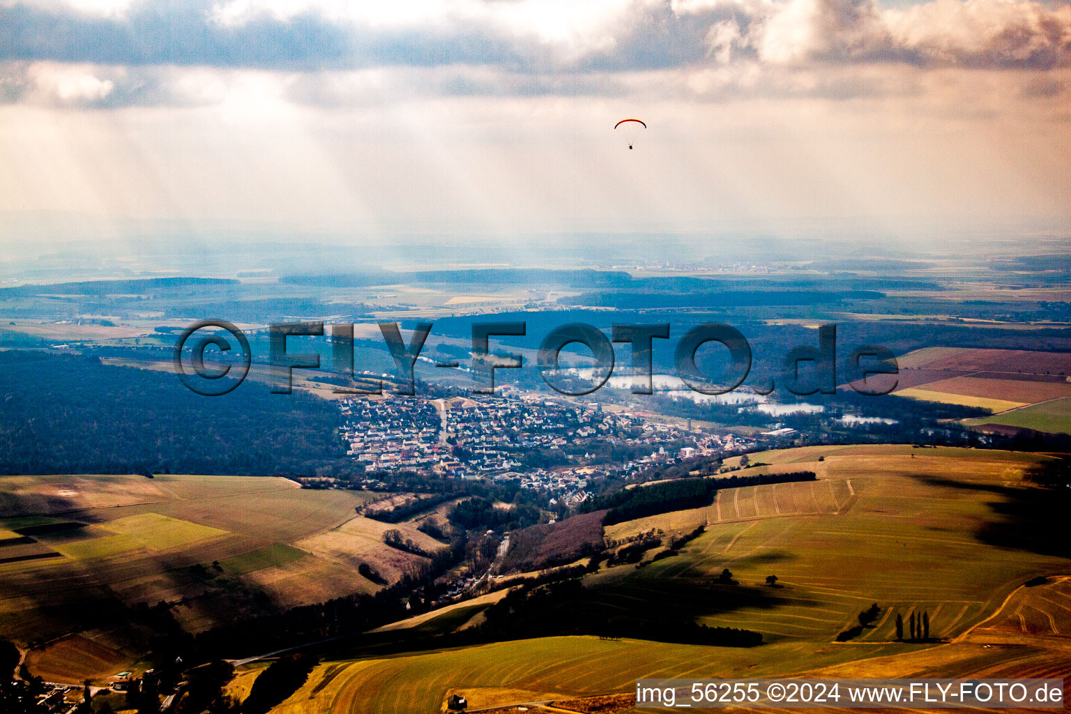 Schonungen in the state Bavaria, Germany from the plane