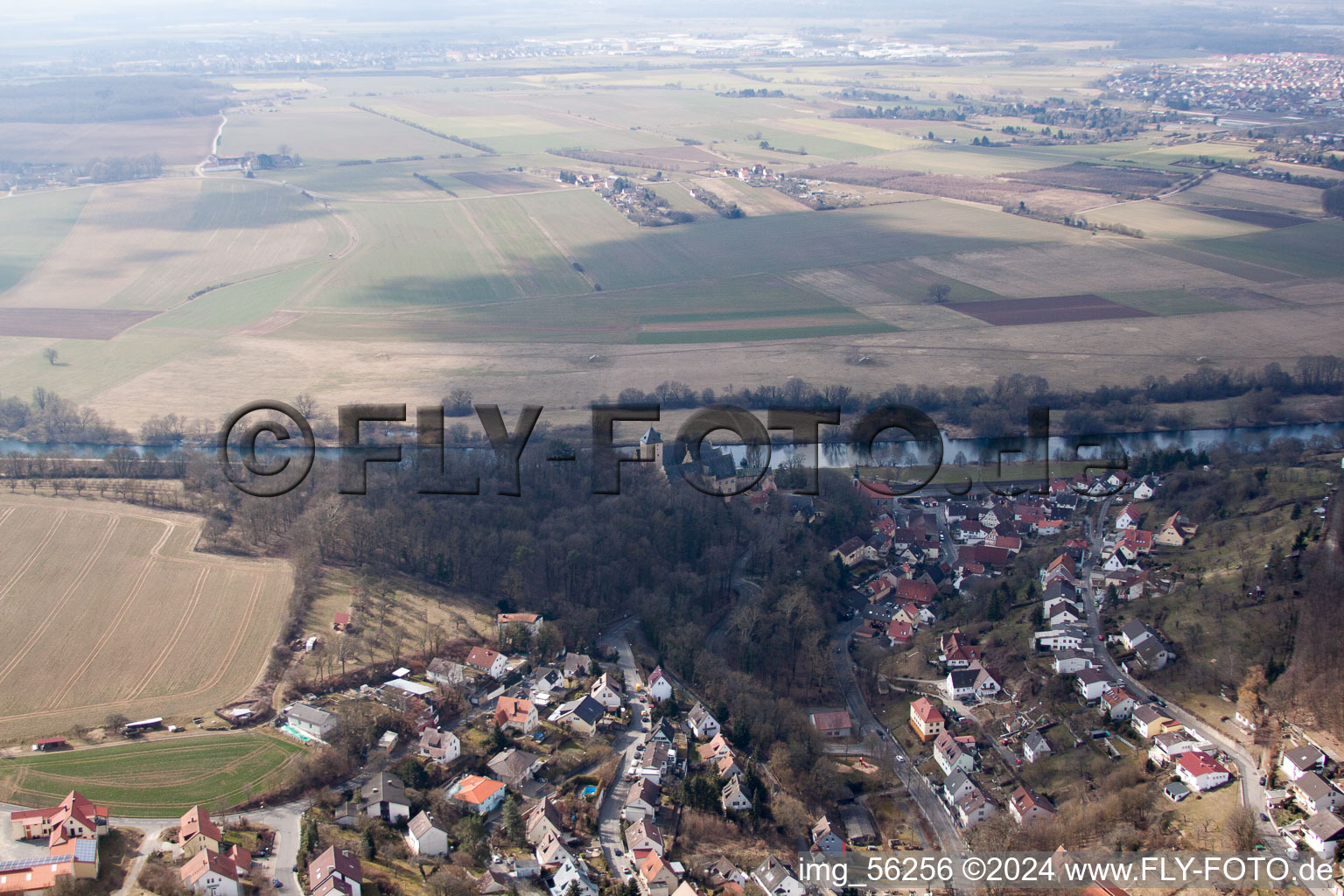 Bird's eye view of Schonungen in the state Bavaria, Germany